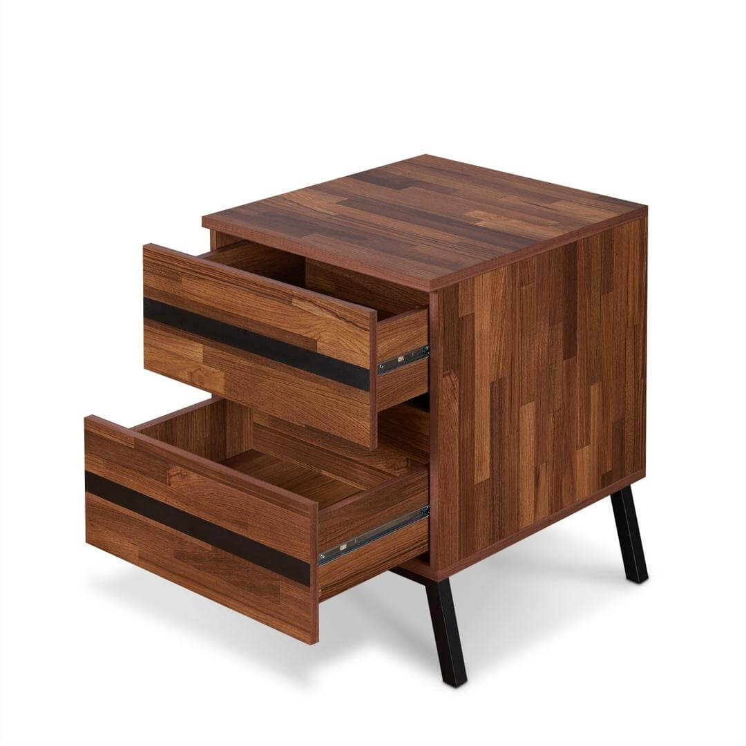 18" X 20" X 23" Walnut And Sandy Black Particle Board End Table - Living Room > Tables > End-Side Tables - $373.99