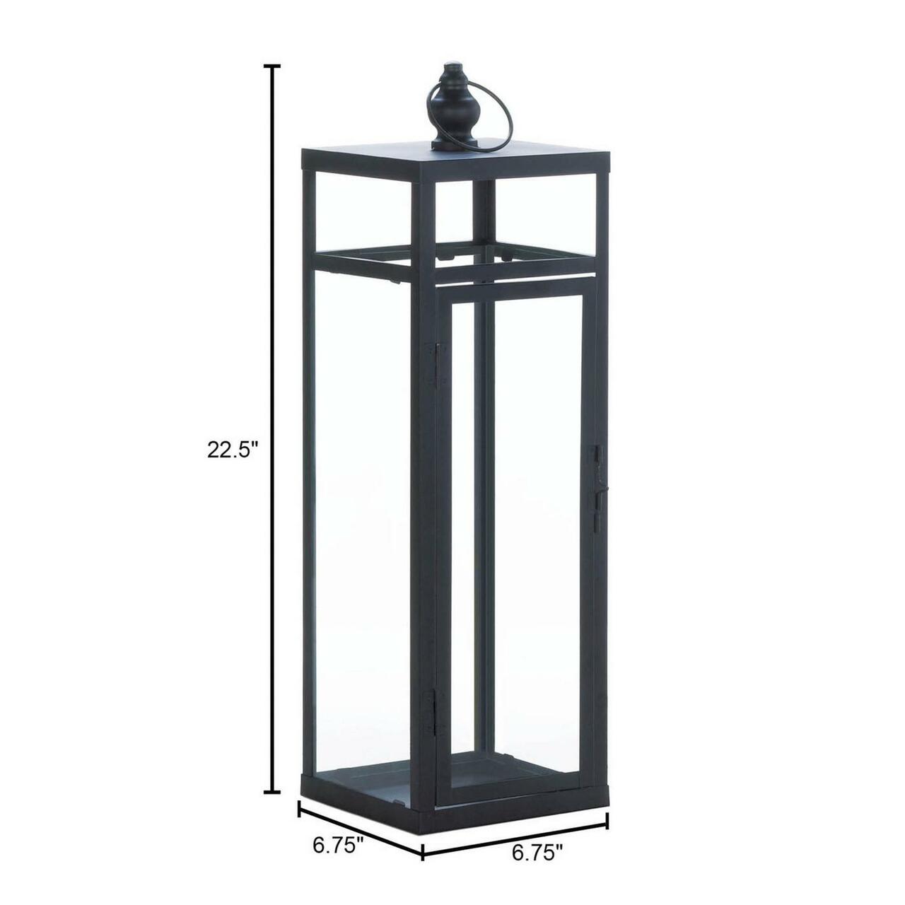 Tall Geometric Lantern - 22.5" in Black