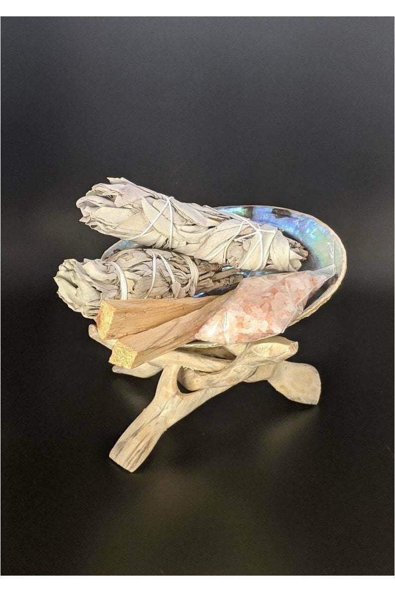 White Sage smudge kit with abalone shell smudge bowl
