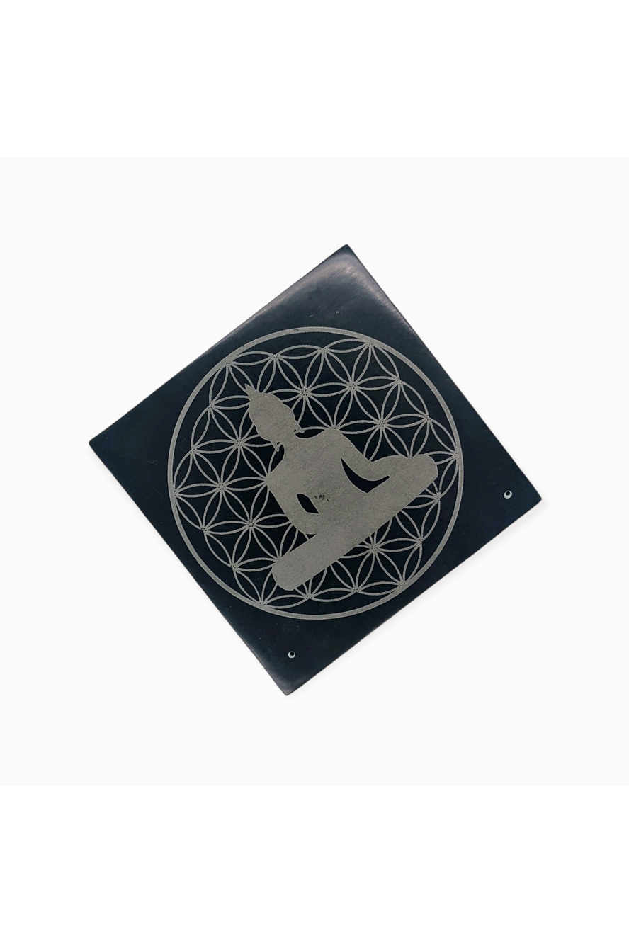Buddha Flower of Life incense holder plate