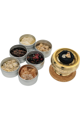 Resin incense kit with brass incense burner