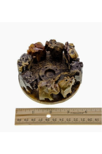 natural Soapstone Elephant circle Incense Holder