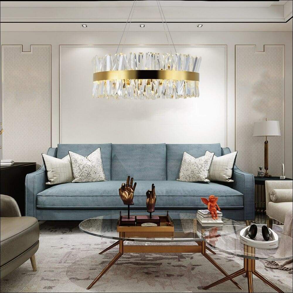 Crystal Chandelier Gold Polished Ceiling Lamp - Ceiling Lamp - $1689.99