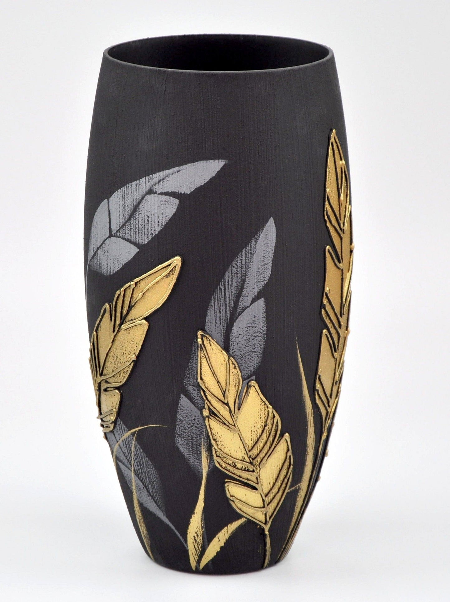 Handpainted Glass Vase for Flowers | Painted Art Glass Oval Vase | Nature Home Decor | Table vase 12 inch.