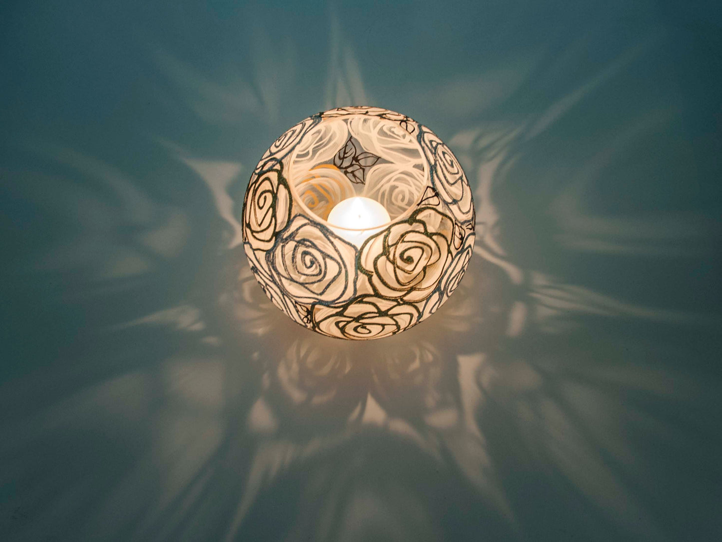 Glass Vase Gold Roses Bubble - Candle Holder