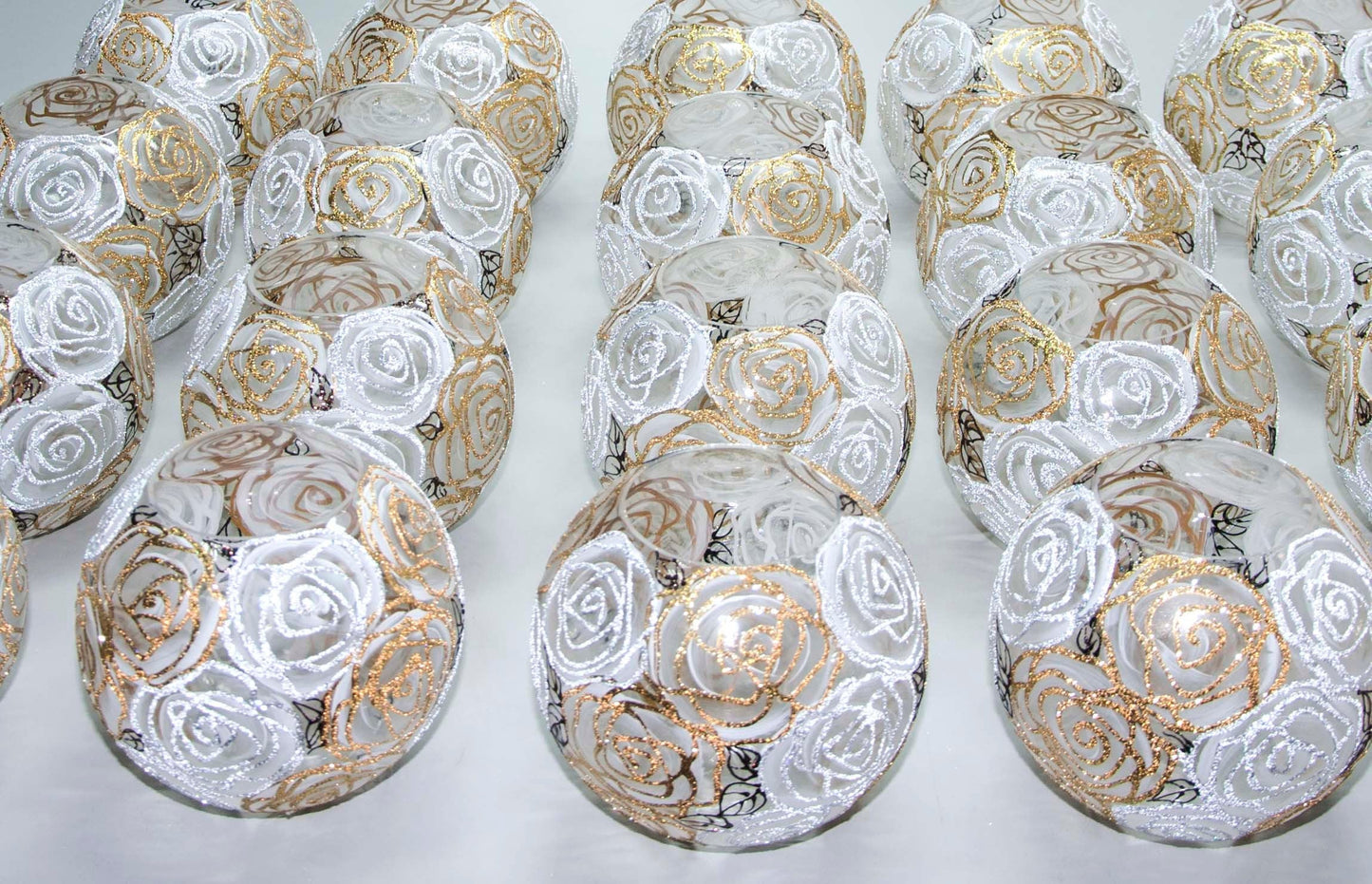 Glass Vase Gold Roses Bubble - Candle Holder