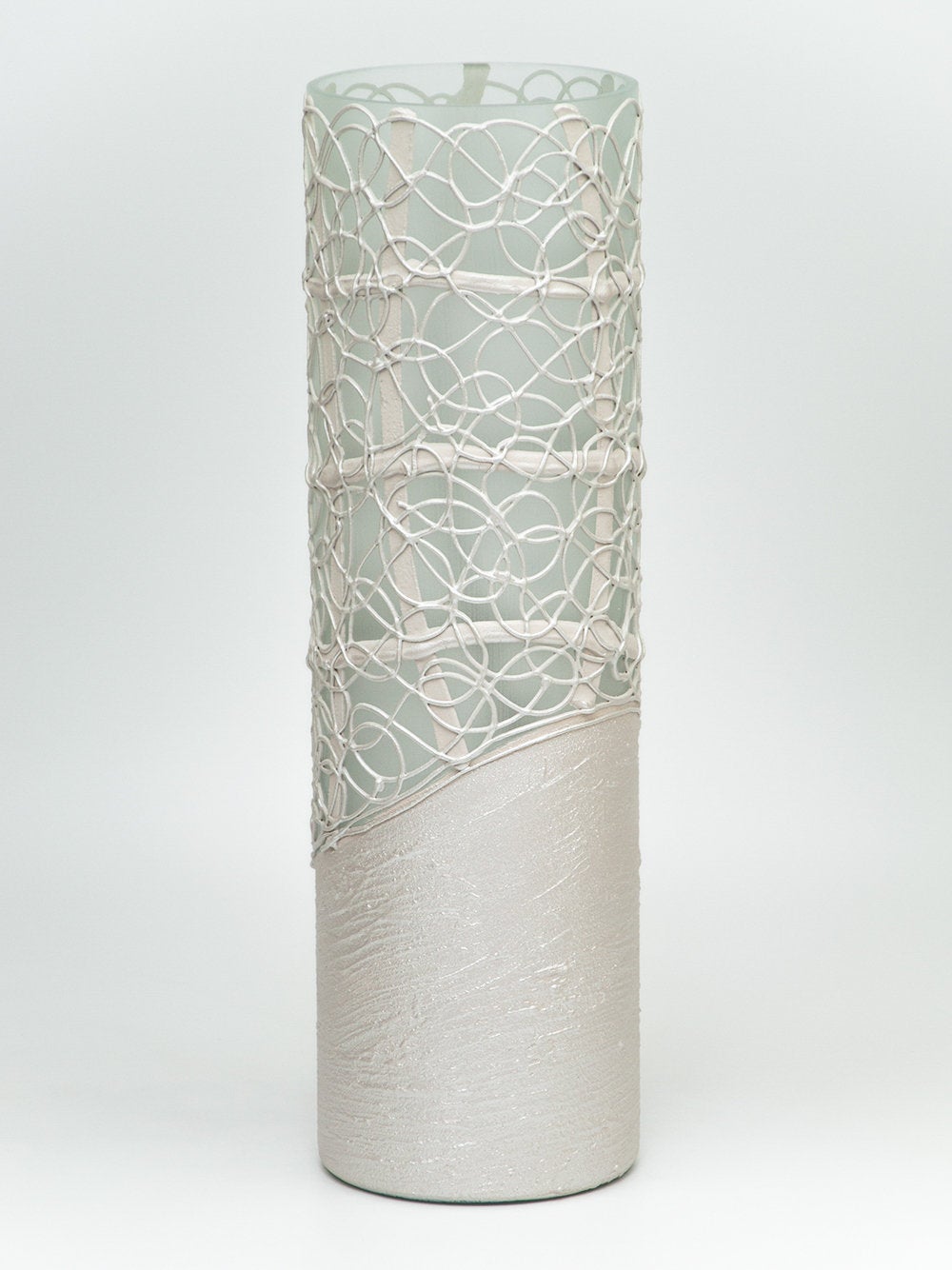 Pearl colour decorated vase | Glass vase for flowers | Cylinder Vase | Interior Design | Home Decor | Large Floor Vase 16 inch