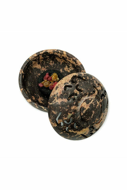 Resin incense gift set with om soapstone incense holder