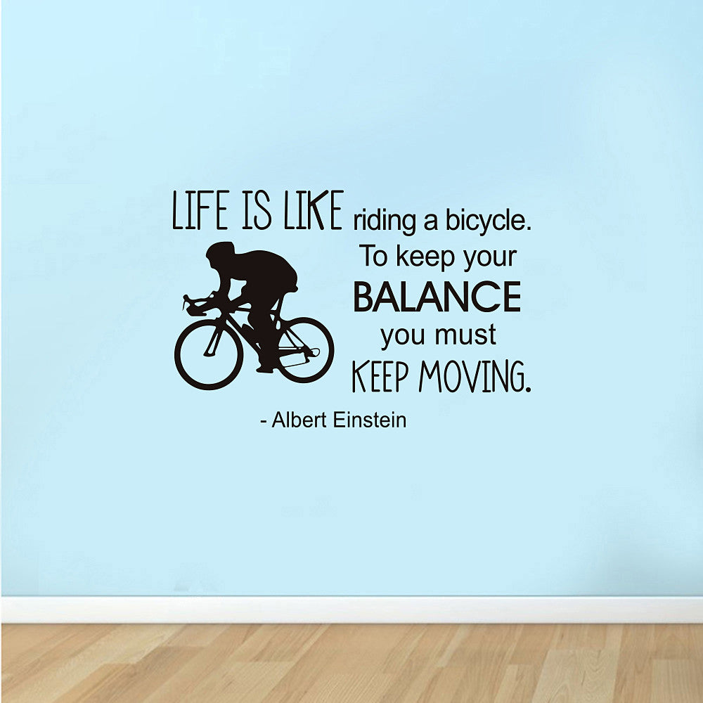 Life is Like Riding a Bike... Einstein Quote - Decorative Wall Stickers Decals