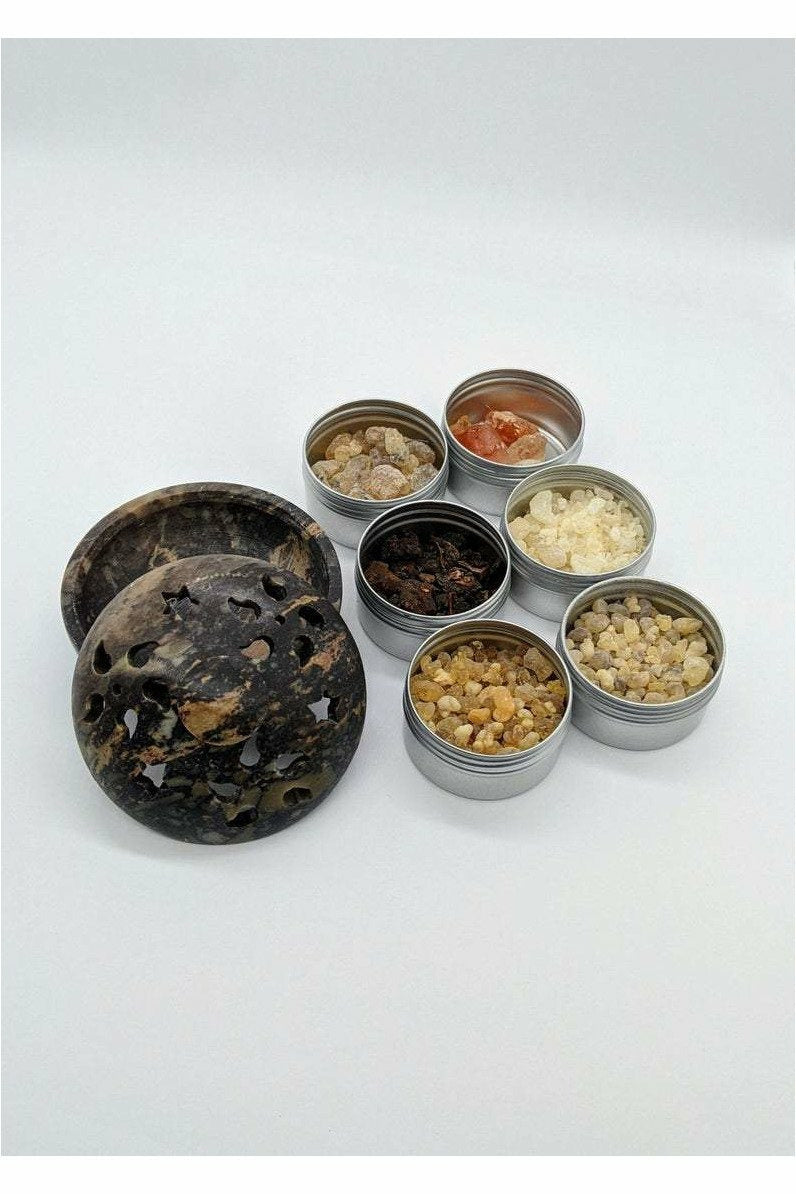 Soapstone multi burner with resin incense set