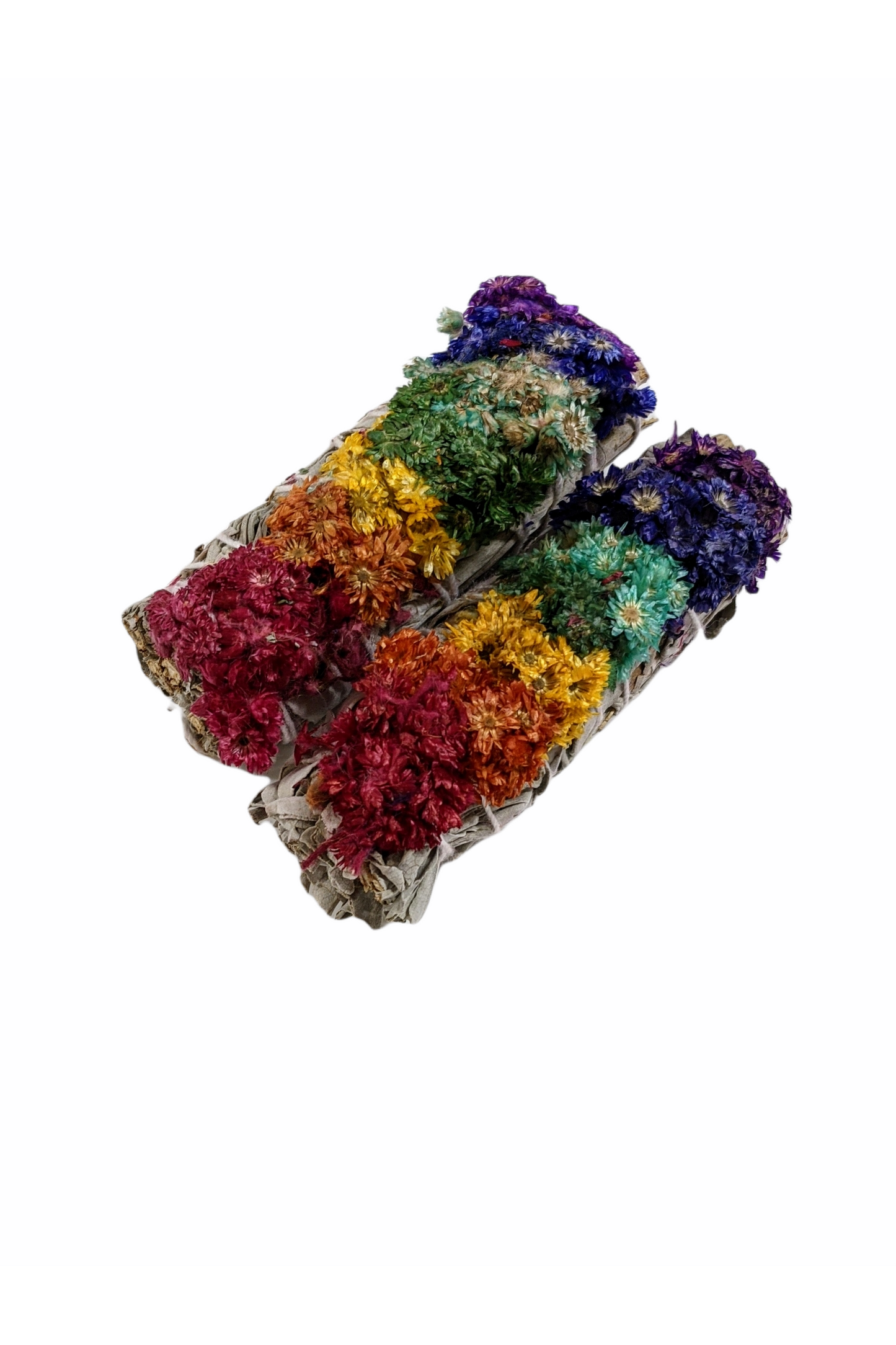 7 Color Mullein flower & white Sage smudge stick