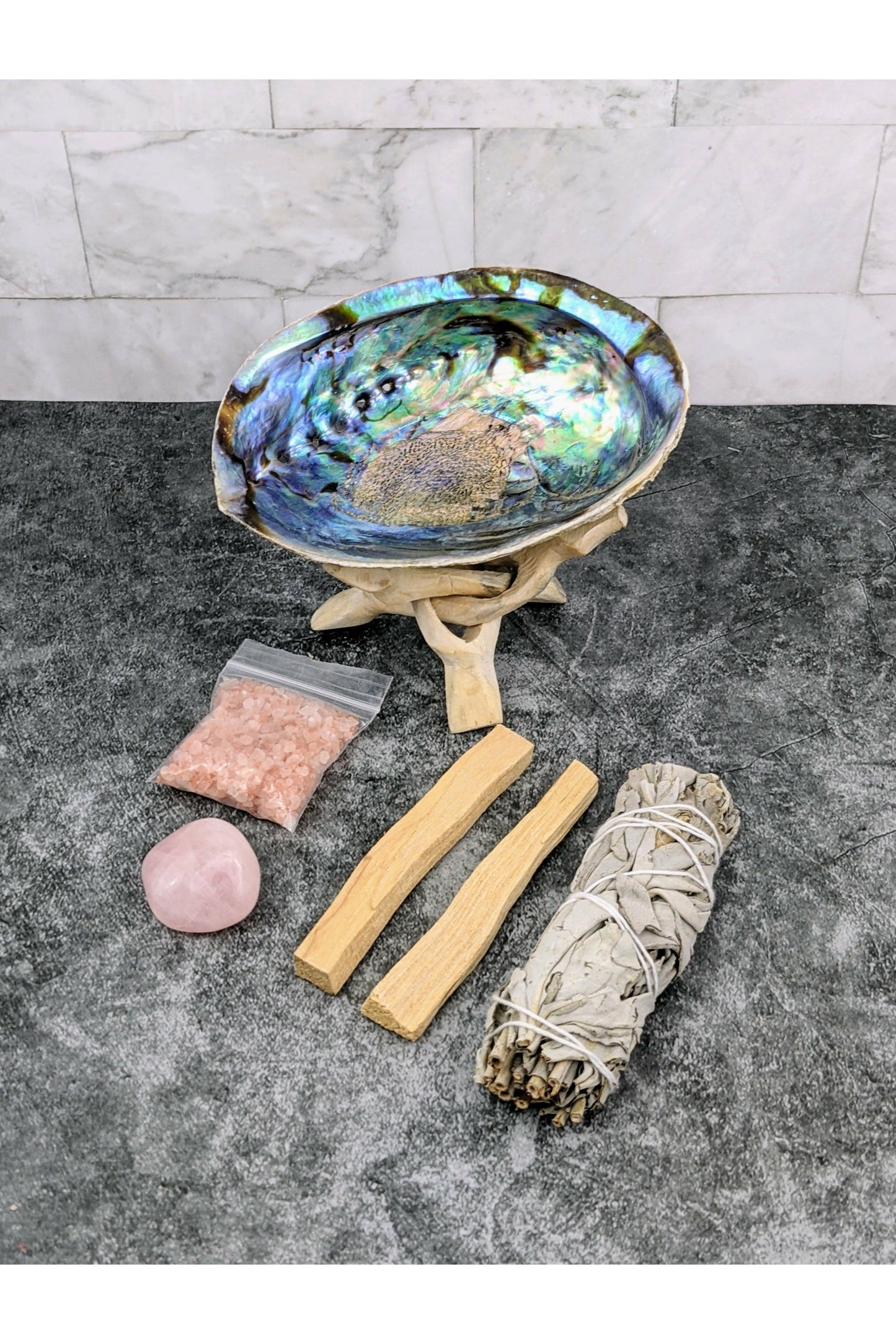 Beginner Smudge Kit - White Sage, Palo Santo and Rose Quartz