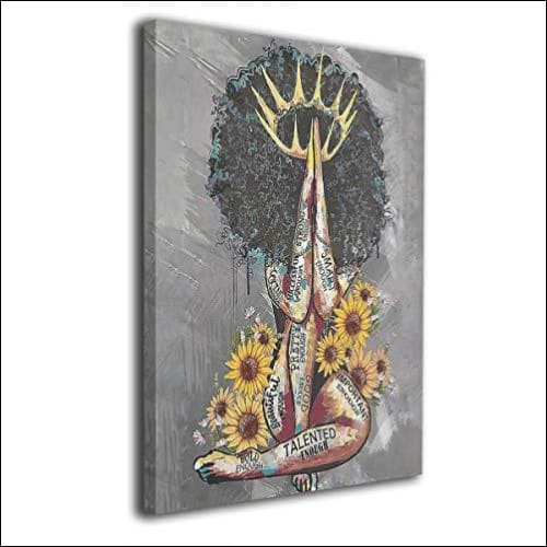 Black Queen Framed Canvas Painting - Sunflower - Framed Canvas Painting - $146.99