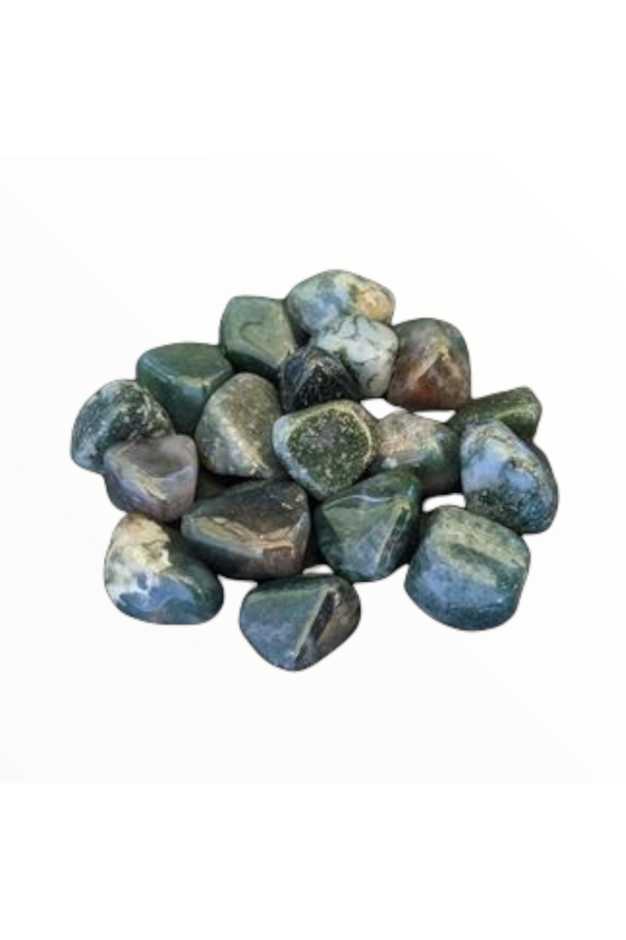 Tumbled Green Moss agate crystals - Balance & Abundance - 1 pc