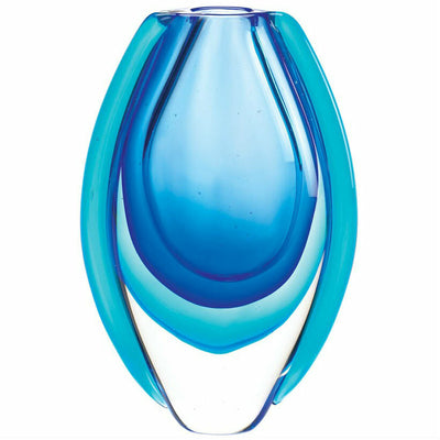 Ocean Blue Art Glass Vase