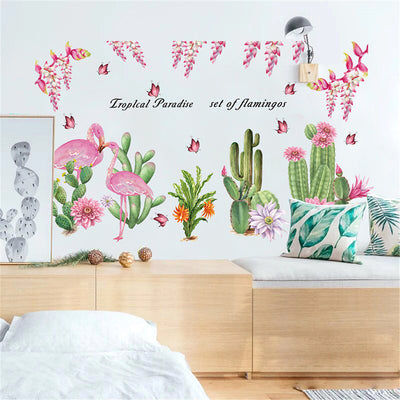 Flamingos' Paradise Theme Decorative Wall Stickers