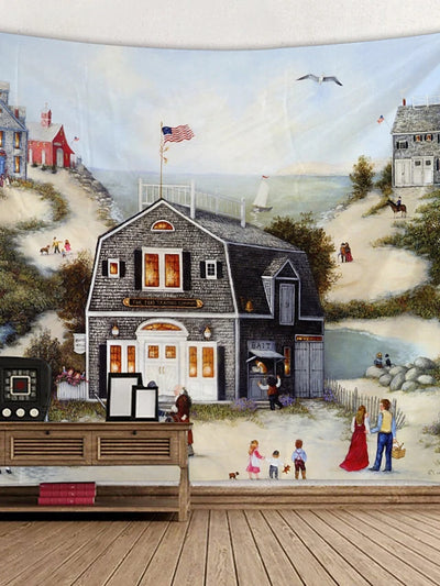 Seaside Village Theme Tapestry Decor