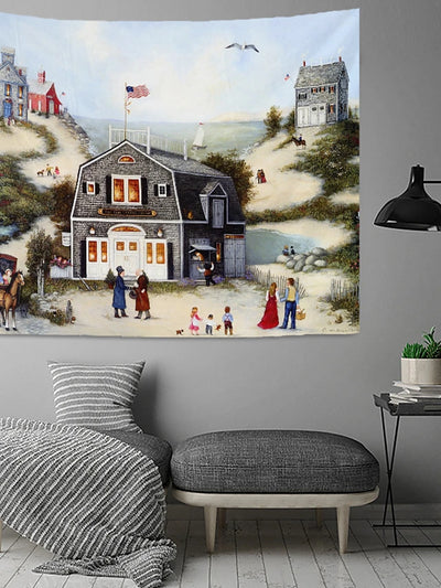 Seaside Village Theme Tapestry Decor