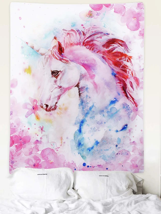 Beautiful Rainbow Unicorn Horse Tapestry