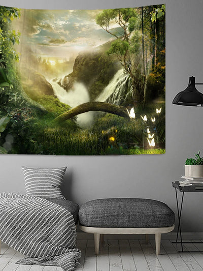 Waterfall Green forest Theme Tapestry Wall Decor