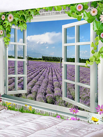 Lavender Floral Field Theme Tapestry Decor
