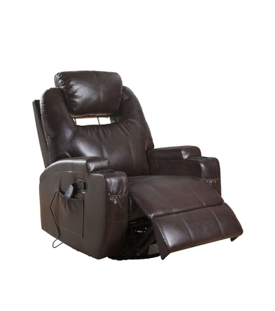 34" X 37" X 41" Brown Bonded Leather Match Swivel Rocker Recliner With Massage - Living Room > Seating Options > Recliners - $1416.99
