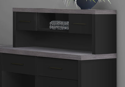 Black & Grey Particle Board Hollow Core Computer Desk, 59" x 62.75" x 44.75"