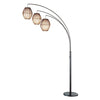 Three Light Arc Lamp in Bronze Metal with Brown Cane Barrel Shape Lanterns - Lighting > Novelty Lamps - $397.99