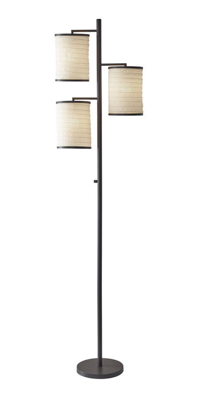 Three Light Floor Lamp Dark Bronze Finish with Off White Lanterns - Lighting > Novelty Lamps - $206.99
