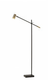 Antique Brass Floor Lamp Tilt Arm LED Task Light - Black Metal - Lighting > Floor Lamps - $250.99