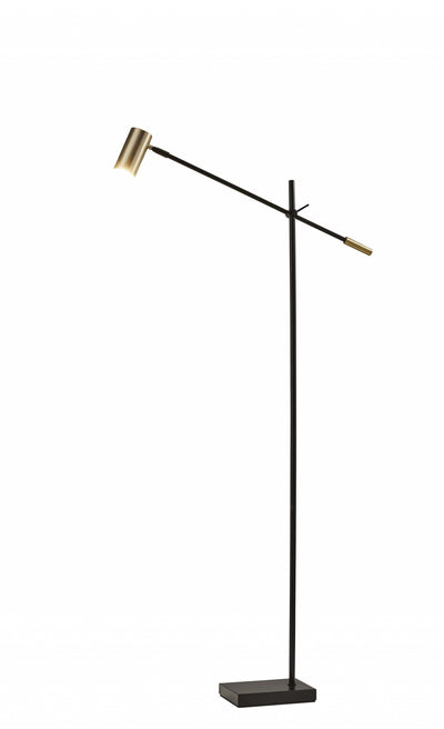 Antique Brass Floor Lamp Tilt Arm LED Task Light - Black Metal - Lighting > Floor Lamps - $250.99