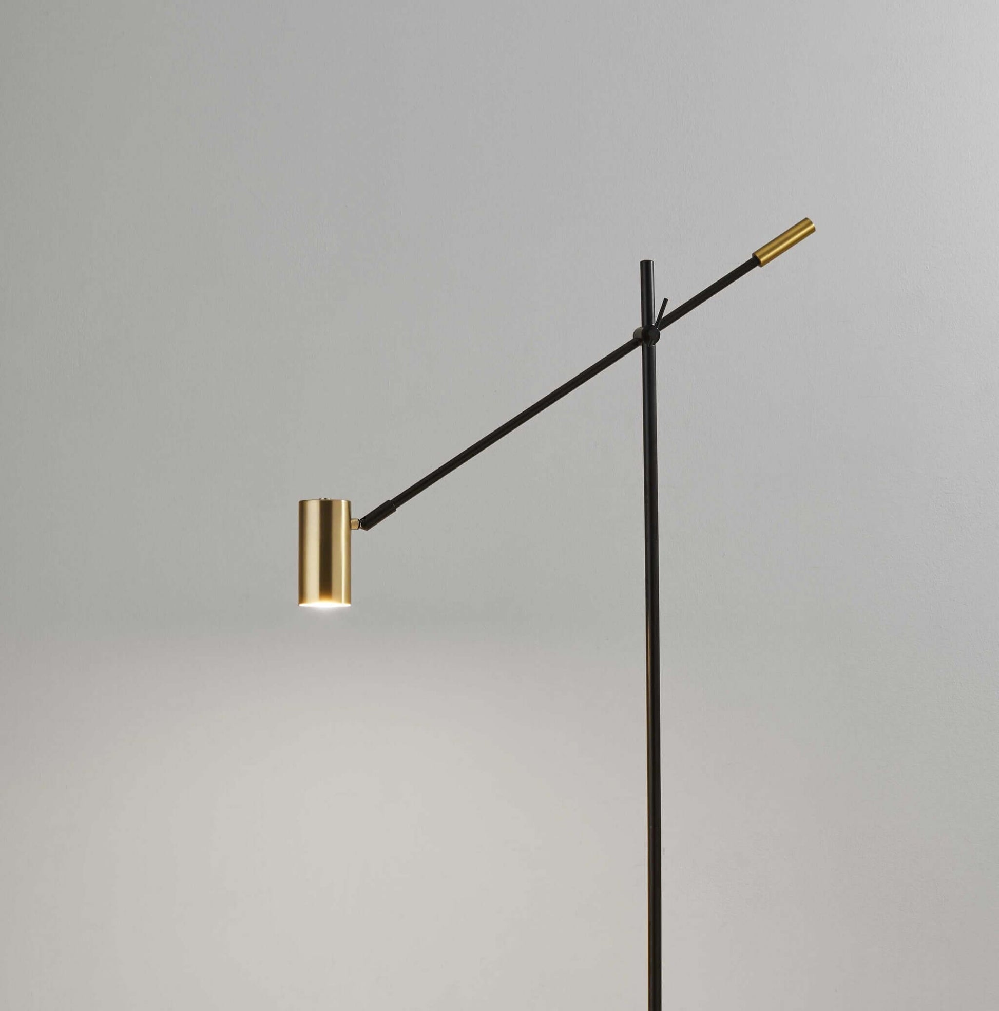 Antique Brass Floor Lamp Tilt Arm LED Task Light - Black Metal - Lighting > Floor Lamps - $250.99