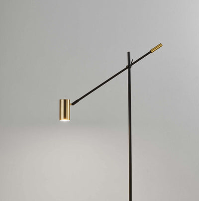 Antique Brass Floor Lamp Tilt Arm LED Task Light - Black Metal - Lighting > Floor Lamps - $250.99