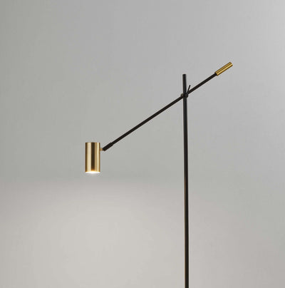 Antique Brass Floor Lamp Tilt Arm LED Task Light - Black Metal - Lighting > Floor Lamps - $250.99