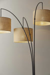 Three Light Bronze Metal Finish Arc Floor Lamp with Suspended Burlap Drum Shades - Lighting > Novelty Lamps - $368.99