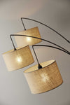 Three Light Bronze Metal Finish Arc Floor Lamp with Suspended Burlap Drum Shades - Lighting > Novelty Lamps - $368.99