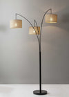 Three Light Bronze Metal Finish Arc Floor Lamp with Suspended Burlap Drum Shades - Lighting > Novelty Lamps - $368.99