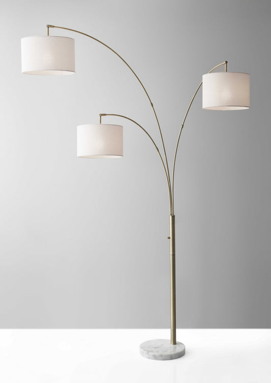 Three Light Floor Lamp Brass Metal Arc Arms - Lighting > Novelty Lamps - $500.99