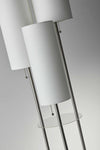 Three Light Floor Lamp in Brushed Steel with Two Clear Storage Shelves - Lighting > Floor Lamps - $250.99