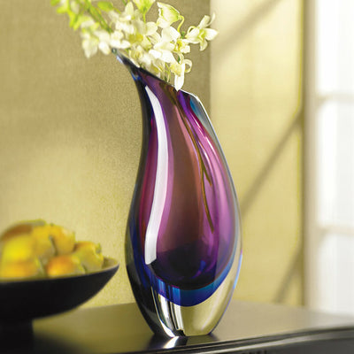 Violet and Indigo Art Glass Vase