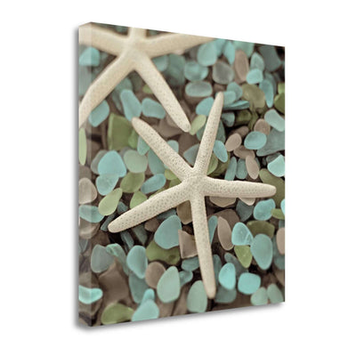 35" Starfish and Seaglass Giclee Wrap Canvas Wall Art - Home Decor > Wall Art - $291.99
