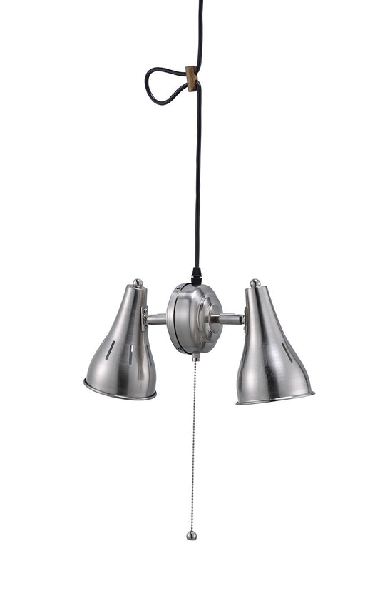 Two Light Industrial Silver Hanging Light - Lighting > Chandeliers-Pendants-Hanging Lights - $206.99