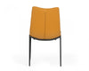 Set of Two Tan Faux Leather Industrial Dining Chairs