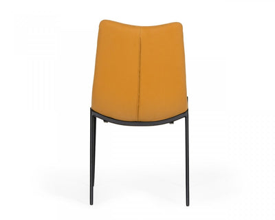 Set of Two Tan Faux Leather Industrial Dining Chairs