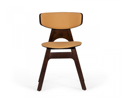 Set of Two Beige Faux Leather Modern Dining Chairs