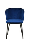 Set of Two Royal Blue Velvet and Black Modern Dining Chairss