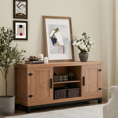 Natural Oak Classic TV Stand with Adjustable Shelves - Living Room > TV Stands - $480.99