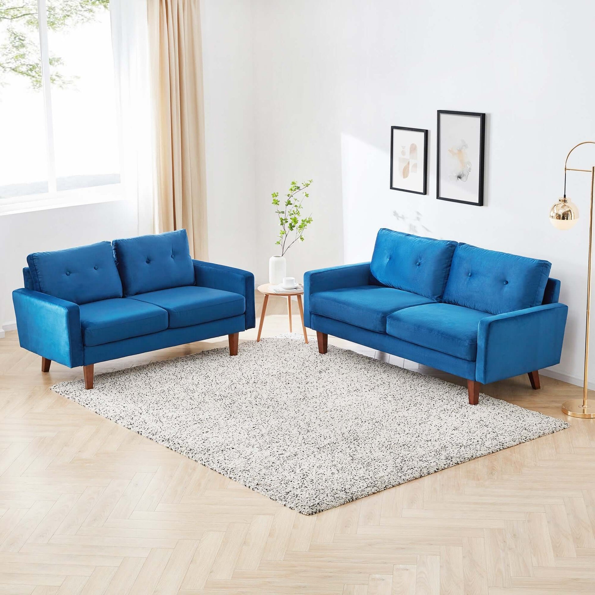 Blue Velvet Modern Tufted Modular Sofa - Living Room > Seating Options > Sofas - $897.99