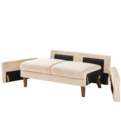 Modern Velvet Tufted Modular Loveseat - Beige