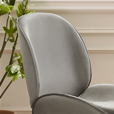 Gold and Gray Velvet Shell Shape Dining or Side Chair